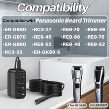 Load image into Gallery viewer, 1.9V Charger for Panasonic Beard Hair Trimmer ER-GB80 1.4A AC Adapter, Black_1193