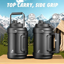 Load image into Gallery viewer, 1 Gallon Insulated Water Bottle for Travel: 2-in-1 Straw Spout Lid, Dual Handle, Leakproof, Keep Cold 48H, 128oz Stainless Steel Water Jug for Gym, Biking, Road Trip, Work, Home, Picnic (Midnight)_5605