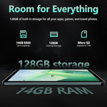 Load image into Gallery viewer, 10.1 Inch Android Tablet, 14GB + 128GB, 4G Cellular with Keyboard Kit, Gray_1333
