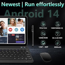 Load image into Gallery viewer, 10.1 Inch Android Tablet, 14GB + 128GB, 4G Cellular with Keyboard Kit, Gray_1335