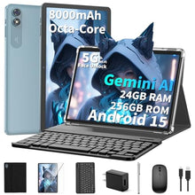Load image into Gallery viewer, 10 inch Android 15 Tablet, 2026 Tablet with Keyboard, 24GB+256GB+2TB Expand, Black_1