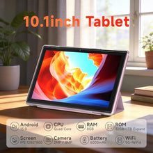 Load image into Gallery viewer, 10 Inch Android 15 Tablet, 8GB RAM 32GB Storage Tablets, 10.1" HD IPS Display, 5G WiFi-6, Tablets with 6000mAh Battery, Dual Camera for Video Call, Android Tablet with Case & Stylus Pen for Work/Study, Pink_892