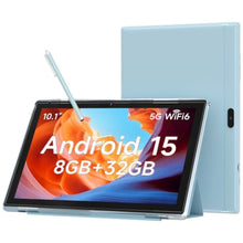 Load image into Gallery viewer, 10 Inch Android 15 Tablet, 8GB RAM 32GB Storage Tablets, 10.1" HD IPS Display, 5G WiFi-6, Tablets with 6000mAh Battery, Dual Camera for Video Call, Android Tablet with Case & Stylus Pen for Work/Study, Blue_1