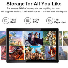 Load image into Gallery viewer, 10 Inch Tablet Android Tablets 64GB 12GB RAM 10" Android Tablet Supports 1TB Expansion Dual Camera 6000mAh Long-lasting battery WiFi-6 Tableta 2 IN 1 Tablets with Bluetooth Mouse Case Stylus Keyboard, Black_1716