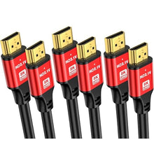Load image into Gallery viewer, 10FT HDMI 2.1 Cable 3 Pack 8K60Hz 4K120Hz, 48Gbps Ultra High Speed HDMI Cable with Gold Plated Connectors, Red Aluminum Housing, for PS5, Xbox Series X, 4K TV, Projector, Wall Mount TV, Conference._1