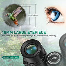 Load image into Gallery viewer, 12x42 HD Binoculars for Adults High Powered with Phone Adapter, Low Light Larger View SMC Lens & Brighter BAK-4 Prism, Waterproof FogProof Binoculars for Bird Watching Travel Cruise Ship Hunting Black_946
