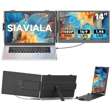 Load image into Gallery viewer, 14" Laptop Screen Extender, Portable Monitor for Laptops 13-17.3", 1081P FHD IPS Dual Screen Monitor for Laptop with USB-C/HDMI, Screen Extender Portable Laptops with Plug&Play for Windows/Mac/Android, Black_1