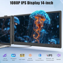 Load image into Gallery viewer, 14" Laptop Screen Extender, Portable Monitor for Laptops 13-17.3", 1081P FHD IPS Dual Screen Monitor for Laptop with USB-C/HDMI, Screen Extender Portable Laptops with Plug&Play for Windows/Mac/Android, Black_2119