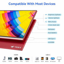 Load image into Gallery viewer, 16Inch Pink Portable Monitor for Laptop, 1920x1200P IPS 16:10 Computer External Screen, 100% sRGB Stand Support Freesync, for Girl Phone, PC Home Use, VPink_3721