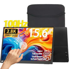 Load image into Gallery viewer, 2.5K 100Hz Portable Monitor Touchscreen, 15.6'' QHD 2880x1620 300 Nits 100% sRGB IPS Gaming Monitor w/VESA HDR FreeSync Eye Care USB-C HDMI External Second Screen for Laptop PC Phone Switch PS3/4/5, Black_1