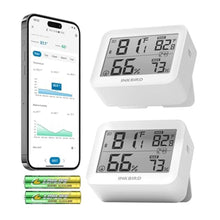 Load image into Gallery viewer, 2 Pack Temperature Hygrometer Monitor, Indoor Thermometer and Humidity Sensor with App Notifications, Mini Bluetooth Thermometer Digital Device_1