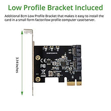 Load image into Gallery viewer, 2 Port SATA III Expansion Card with Low Profile Bracket - 6Gbps SATA 3.0 Controller PCI Express x1 Jmicro Chipset for Windows10/8/7/XP/Vista/Linux_8502