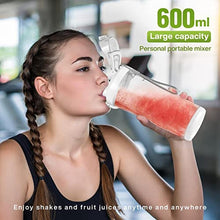 Load image into Gallery viewer, 20 Oz Portable Blender for Shakes and Smoothies,4000mAh Electric Juicer, 270W Motor Smoothie Blender with BPA-Free & IP67 Waterproof, USB Fresh Juice Blender with 2 Mixing Modes for Travel, Gym, Rose, WhiteDiamond_2419