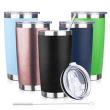 Load image into Gallery viewer, 20oz Tumbler with Lid and Straw Double Wall Powder Coated Vacuum Insulated Coffee Tumbler Stainless Steel Insulated Travel Coffee Mug Spill-Proof Thermal Cup for Hot and Cold Beverage,Black_1