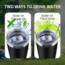 Load image into Gallery viewer, 20oz Tumbler with Lid and Straw Double Wall Powder Coated Vacuum Insulated Coffee Tumbler Stainless Steel Insulated Travel Coffee Mug Spill-Proof Thermal Cup for Hot and Cold Beverage,Black_5135