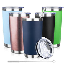Load image into Gallery viewer, 20oz Tumbler with Lid and Straw Double Wall Powder Coated Vacuum Insulated Coffee Tumbler Stainless Steel Insulated Travel Coffee Mug Spill-Proof Thermal Cup for Hot and Cold Beverage,Navy Blue, NavyBlue_1