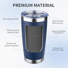 Load image into Gallery viewer, 20oz Tumbler with Lid and Straw Double Wall Powder Coated Vacuum Insulated Coffee Tumbler Stainless Steel Insulated Travel Coffee Mug Spill-Proof Thermal Cup for Hot and Cold Beverage,Navy Blue, NavyBlue_5154