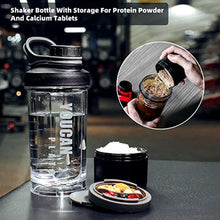 Load image into Gallery viewer, 21oz Protein Shaker Bottle with Powder Storage Container-Shaker Cups for Protein Shakes-pre workout bottle-Mixer Cup-Gym Sport Water Bottle -Made with Tritan BPA Free,with Wire Whisk Balls,Red_546