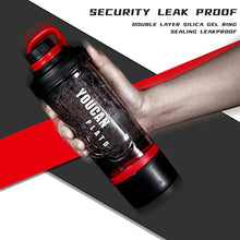 Load image into Gallery viewer, 21oz Protein Shaker Bottle with Powder Storage Container-Shaker Cups for Protein Shakes-pre workout bottle-Mixer Cup-Gym Sport Water Bottle -Made with Tritan BPA Free,with Wire Whisk Balls,Red_547