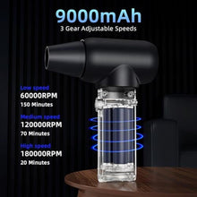 Load image into Gallery viewer, 3-Gear Electric Portable Air Duster - 180000RPM Jet Dryer Blower, No Canned Air, Jet Fan for Car Dry, Computer Cleaning, Black_7331