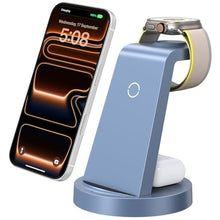 Load image into Gallery viewer, 3 in 1 Charging Station for iPhone, Wireless Charger for iPhone 14 13 12 11 X Pro Max & Apple Watch - Charging Stand Dock for AirPods (Blue)_1