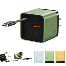 Load image into Gallery viewer, 3 in 1 GaN Charger, Scalable 80w Max Fast Charger Module,Retractable Phone Charger Wall Plug,All in One c harger Retractable Cable 17/16/15,Galaxy S25 (Green)_1