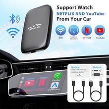 Load image into Gallery viewer, 3-in-1 Wireless Carplay and Android Auto Adapter Streaming Video Fits Netflix/YouTube/TF Card, 2025 Upgrade Magic Car Play Vedio Box Converts OEM Wired to Wireless CarPlay Adapter for Cars from 2016, Black_2683