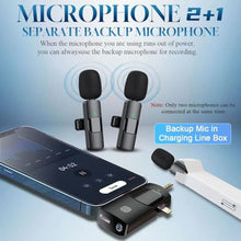 Load image into Gallery viewer, 3 in 1 Wireless Lavalier Microphone for iPhone, iPad, Android, Camera,12-Hour Battery, mini Noise Reduction Recording Mic 2.4G Ultra-Low Delay, Microphone for Vlog/ TikTok/YouTube Live Stream( 3 Mic), Black_1281