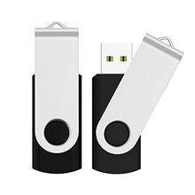 Load image into Gallery viewer, JUANWE 128GB Flash Drive 2 PCS, 2.0 Thumb Drive USB Drives Pendrive for File Storage Data Transfer, High Capacity Zip Drive Portable USB Storage Flashdrives 360° Swivel Cap, Jump Drive 128G×2 Black