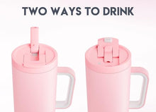 Load image into Gallery viewer, Meoky 40 oz Tumbler with Handle and Flip Straw, 100% Leakproof Tumbler with Lid and Straw, Stainless Steel Insulated Cup, Cupholder Friendly, Keeps Cold for 34 Hours (Blush)