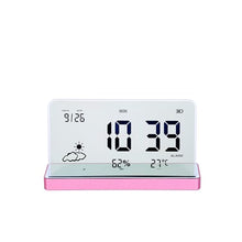 Load image into Gallery viewer, ClocTeck Alarm Clock for Bedroom, 3 Lould Alarms, Transparent LCD Display with Indoor Temperature and Humidness, Endurance Over 40 Days, Future Digital Clock for Gifts