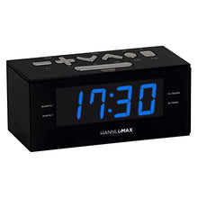 Load image into Gallery viewer, HANNLOMAX HX-144CR Alarm Clock Radio, PLL AM/FM Radio, 1.2" LED Display, Digital Clock with Dual Alarm, AC Operation only. (Black_Blue LED)