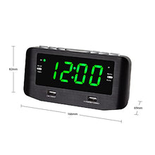 Load image into Gallery viewer, HANNLOMAX HX-146CR Alarm Clock Radio, PLL FM Radio, Dual Alarm, 1.2" Green LED Display, Bluetooth, 1 USB Port for 2.4A Charging and 1 USB Port 1A Charging/MP3 Playback (Black)