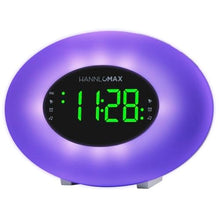 Load image into Gallery viewer, HANNLOMAX HX-162CR AM/FM PLL Radio with Alarm Clock, RGB Mood Light (7 Colors) and Dynamic Mode, 1" LED Display with dimmer Function, AC Operation only (Purple)