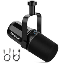 Load image into Gallery viewer, FDUCE SL40 USB/XLR Dynamic Microphone for Podcasting, Gaming, Live Streaming and Recording, Built-in Headphone Output, LED Mute Button, All Metal, Voice Isolation Technology