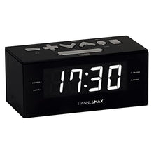 Load image into Gallery viewer, HANNLOMAX HX-144CR Alarm Clock Radio, PLL AM/FM Radio, 1.2" LED Display, Digital Clock with Dual Alarm, AC Operation only. (Black_White LED)