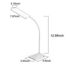 Load image into Gallery viewer, RAOYI LED Desk Lamp, 12W Dimmable Table Lamp Eye-Caring Reading Light with USB Charging Port Touch Control 5 Color Modes 6-Level Brightness Adjustable for Office Home Bedroom (White)
