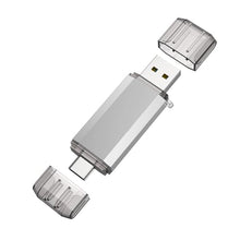 Load image into Gallery viewer, RAOYI 32GB USB C Flash Drive, 2 in 1 USB 3.0 Type C Dual OTG Metal Thumb Drive Jump Drive Memory Stick with Keychain Suitable for USB-C Smartphones, MacBook, Computers and Tablets (Silver)