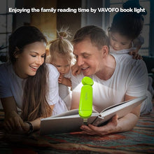 Load image into Gallery viewer, VAVOFO USB Rechargeable Book Light, Blue Light Blocking, Amber Light Clip On Bookmark Shaped Reading Light, Eye Care 6 LEDs Book Light for Bookworms Reading in Bed with 9 Lighting Modes (Neon Green)
