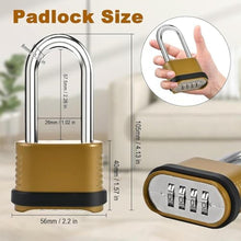 Load image into Gallery viewer, 4 Digit Heavy Duty Combination Lock - 105mm Long Shackle (1pcs, Golden), zincalloy_604