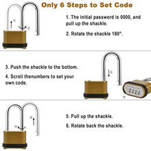 Load image into Gallery viewer, 4 Digit Heavy Duty Combination Lock - 105mm Long Shackle (1pcs, Golden), zincalloy_606