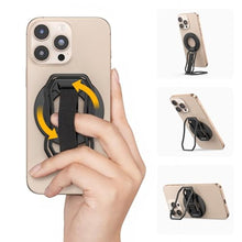 Load image into Gallery viewer, 4-in-1 Magnetic Phone Grip Mount Stand & Magnet Fidget Combo with Finger Loop, Phone Ring Holder, Strap, Kickstand for MagSafe - Compatible with iPhone 17 16 15 14 13 12, Stress Relief Accessory, Black_1