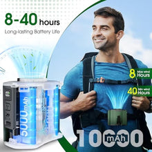 Load image into Gallery viewer, (40Hours Cooling) Portable Waist Fan Rechargeable,17000Rpm High Speed,10 Speeds Personal Wearable Body Fans & Lanyard,3-In-1 Portable Neck Fans, Clip On Belt Fan for Camping,Outdoor,Jobsite,Travel, Green_1574