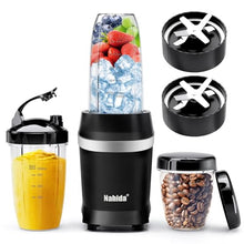 Load image into Gallery viewer, Nahida Blender for Smoothies, 1200W Smoothie Blender for Ices Crushing, Blenders with (2) 6-Fin Blades, Personal Blenders for Kitchen with 23oz, 32oz, 37oz Easy Go Cups for Juices, Black