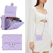 Load image into Gallery viewer, XIMAND for Samsung Galaxy Z Flip 7 Accordion Crossbody Wallet Case, 4 Card Slots, RFID Blocking, and Adjustable Strap - Stylish and Versatile Accessory.(Purple)