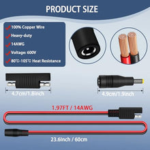 Load image into Gallery viewer, COMeap (2 Pack) SAE to DC Adapter for Jackery Solar Panel, to DC5521 Connector with Polarity Adapter DC8/5.5/4.0/3.5mm for Explorer Series 14AWG 2FT