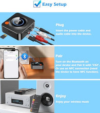 Load image into Gallery viewer, Bluetooth Receiver for Home Stereo, AUX RCA to Bluetooth Adapter for Old Speakers, NFC Wireless Audio Receiver for Music Streaming Sound System, KAIY Convert Wired Speakers to Wireless