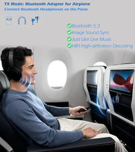 Load image into Gallery viewer, Airplane Bluetooth Adapter for Headphones, Bluetooth Transmitter for TV/PC/Flight/Gym, Wireless Music Audio Receiver for Speaker/Home Stereo/Car, KAIY Wireless 5.3 Transmitter Receiver AUX Adapter