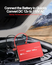Load image into Gallery viewer, YSOLX 1000W Power Inverter 12V to 110V - DC to AC Converter with USB-C 65W/USB-A 24W, Dual AC Outlet, 1000 Watt Inverter Suitable for 12v Truck/Rv/Camping/Home