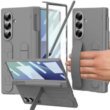 Load image into Gallery viewer, YQODSZ Finger Strap for Samsung Galaxy Z Fold 7 Case with S Pen Holder & Stylus, Z Fold7 Hand Strap Case Kickstand Full Coverage Screen Protector Hinge Protection Wristband Case for Z Fold 7 Grey